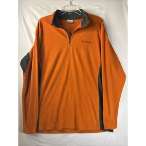 Columbia Men's Large Orange Gray 1/4 Zip Fleece Pullover Sweatshirt